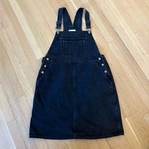Washed Black Overalls Skirt/ Pinnafore Dress/Skirterall